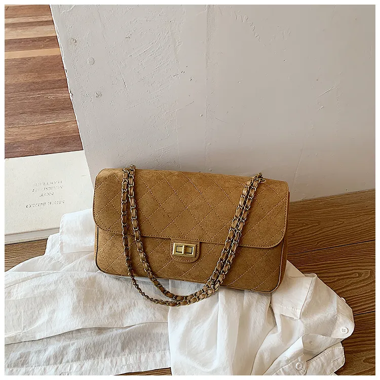 Quilted Suede-Effect Chain Shoulder Bag — detail 2