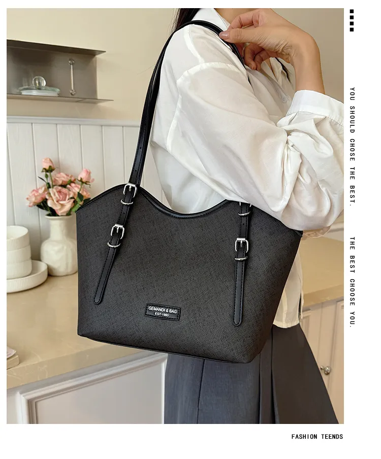Twin-Buckle Everyday Shoulder Tote — detail 2
