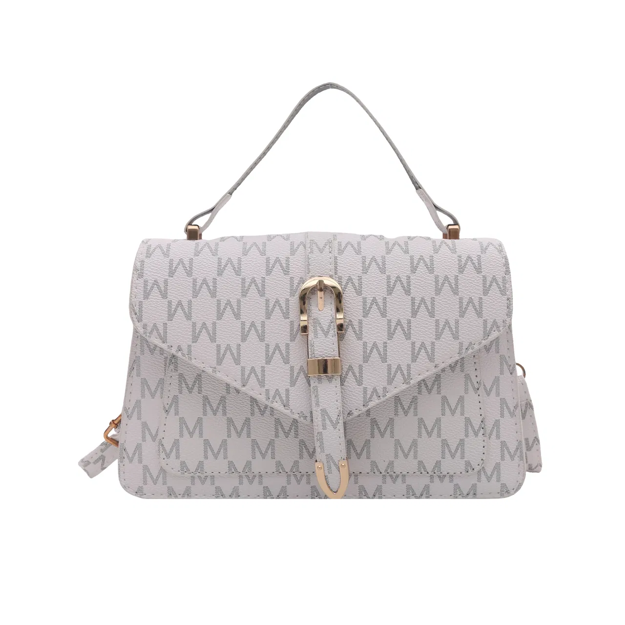 Letter-Print Buckle-Flap Satchel — detail 3