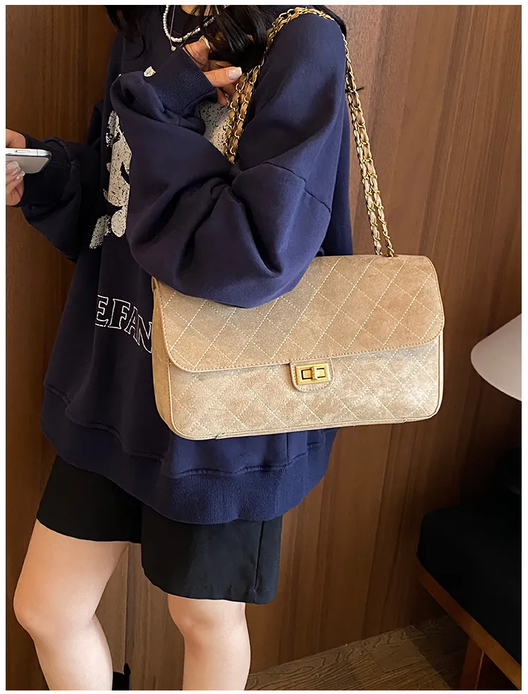 Quilted Suede-Effect Chain Shoulder Bag — detail 6