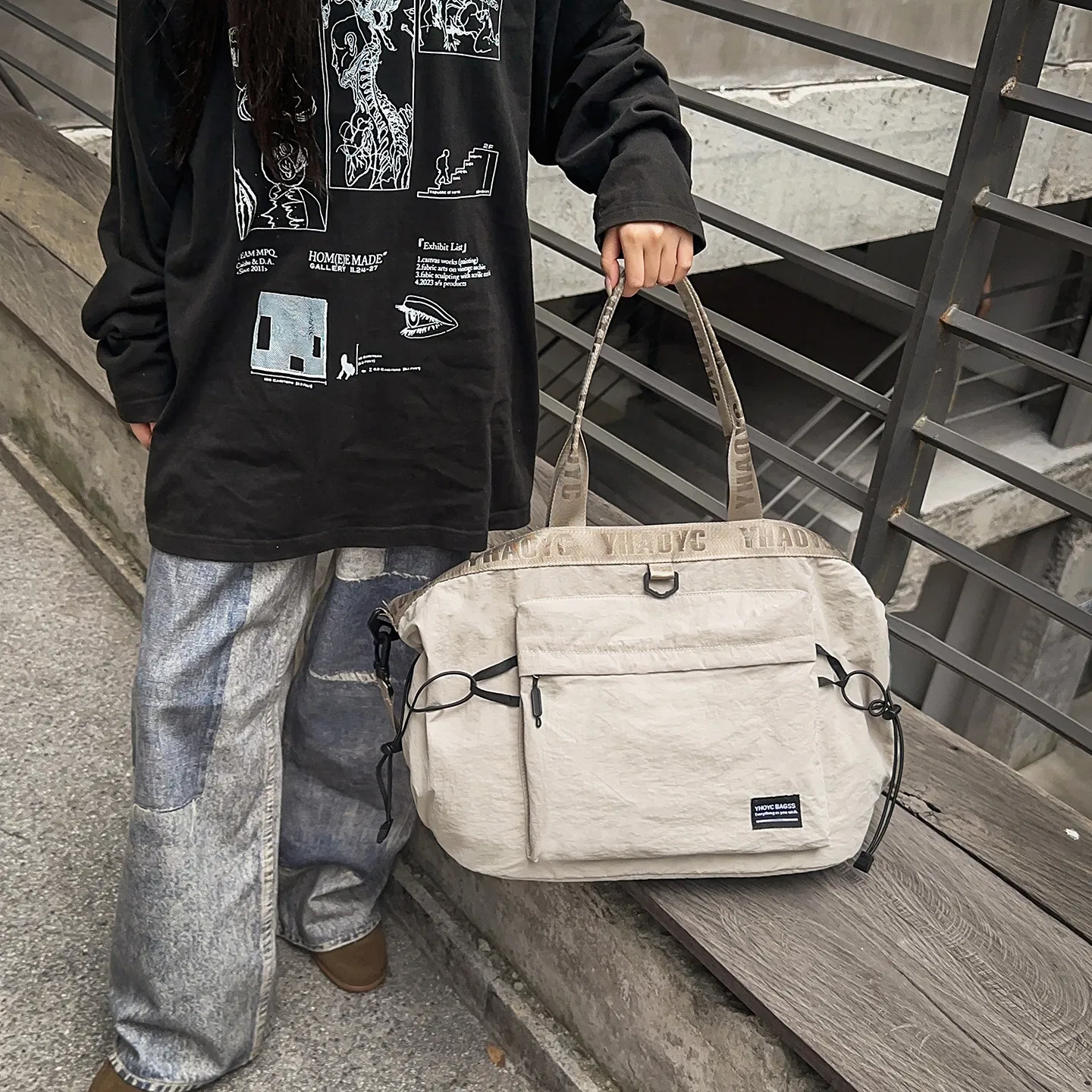 Multi-Pocket Nylon Shoulder Bag — detail 3