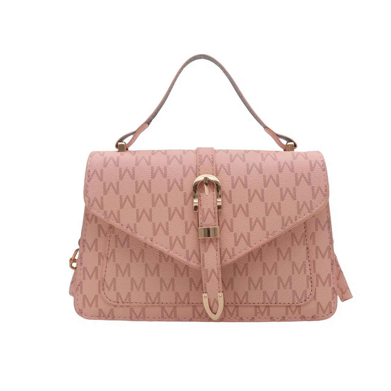 Letter-Print Buckle-Flap Satchel — detail 2