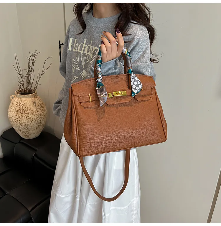Scarf-Handle Turn-Lock Satchel — detail 6