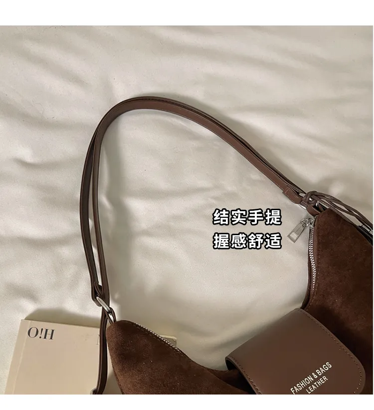 Suede-Effect Panelled Hobo Bag — detail 6