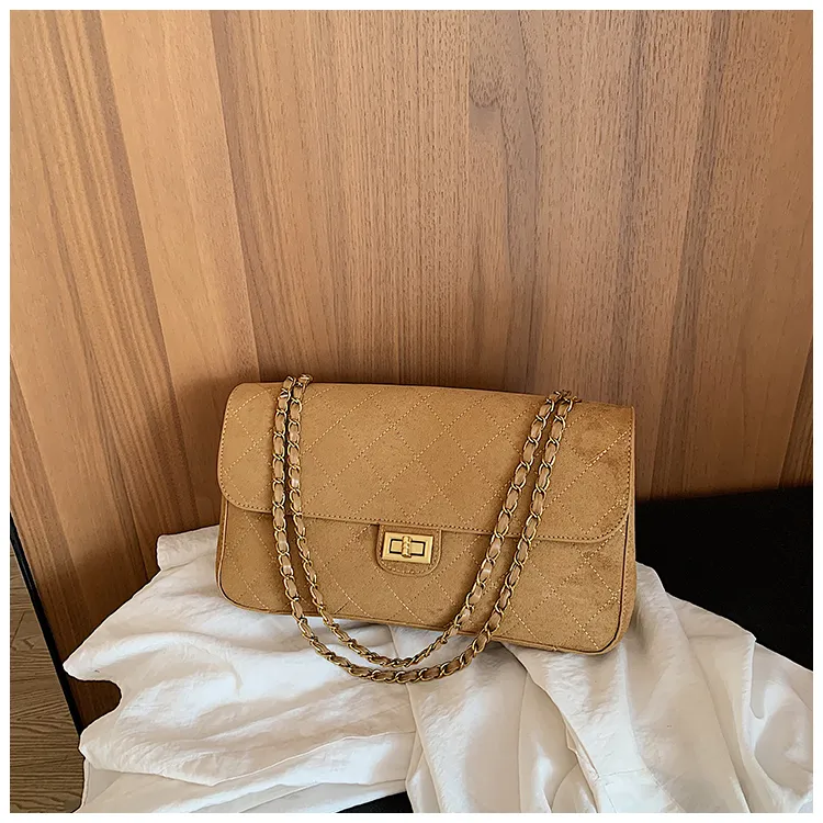 Quilted Suede-Effect Chain Shoulder Bag — detail 7