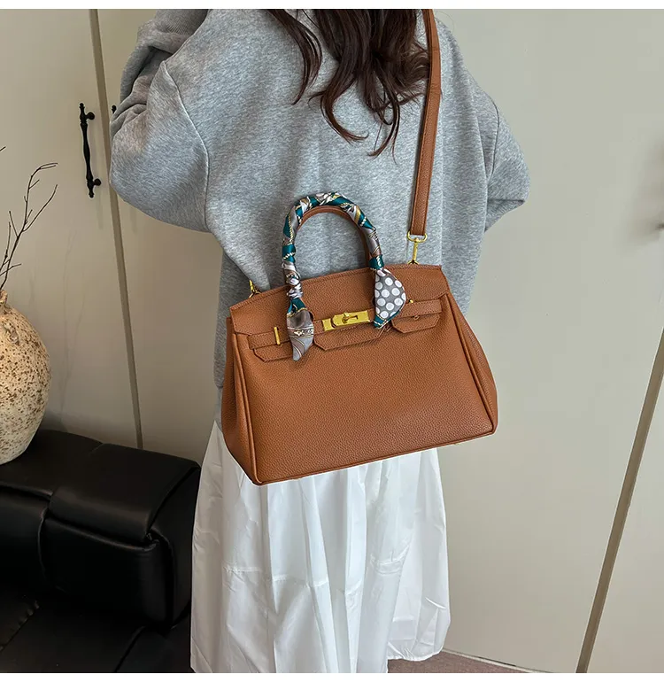 Scarf-Handle Turn-Lock Satchel — detail 10