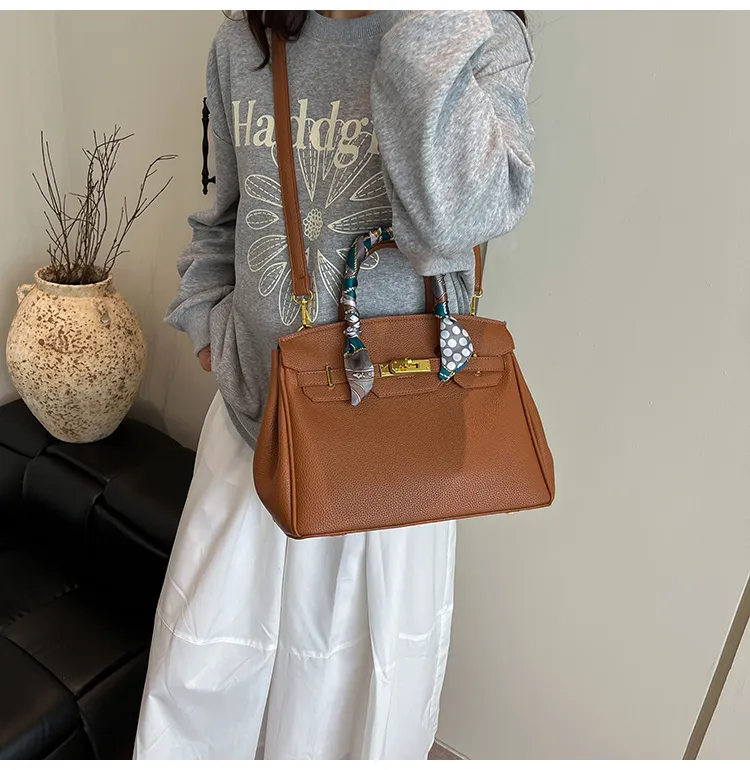 Scarf-Handle Turn-Lock Satchel — detail 9
