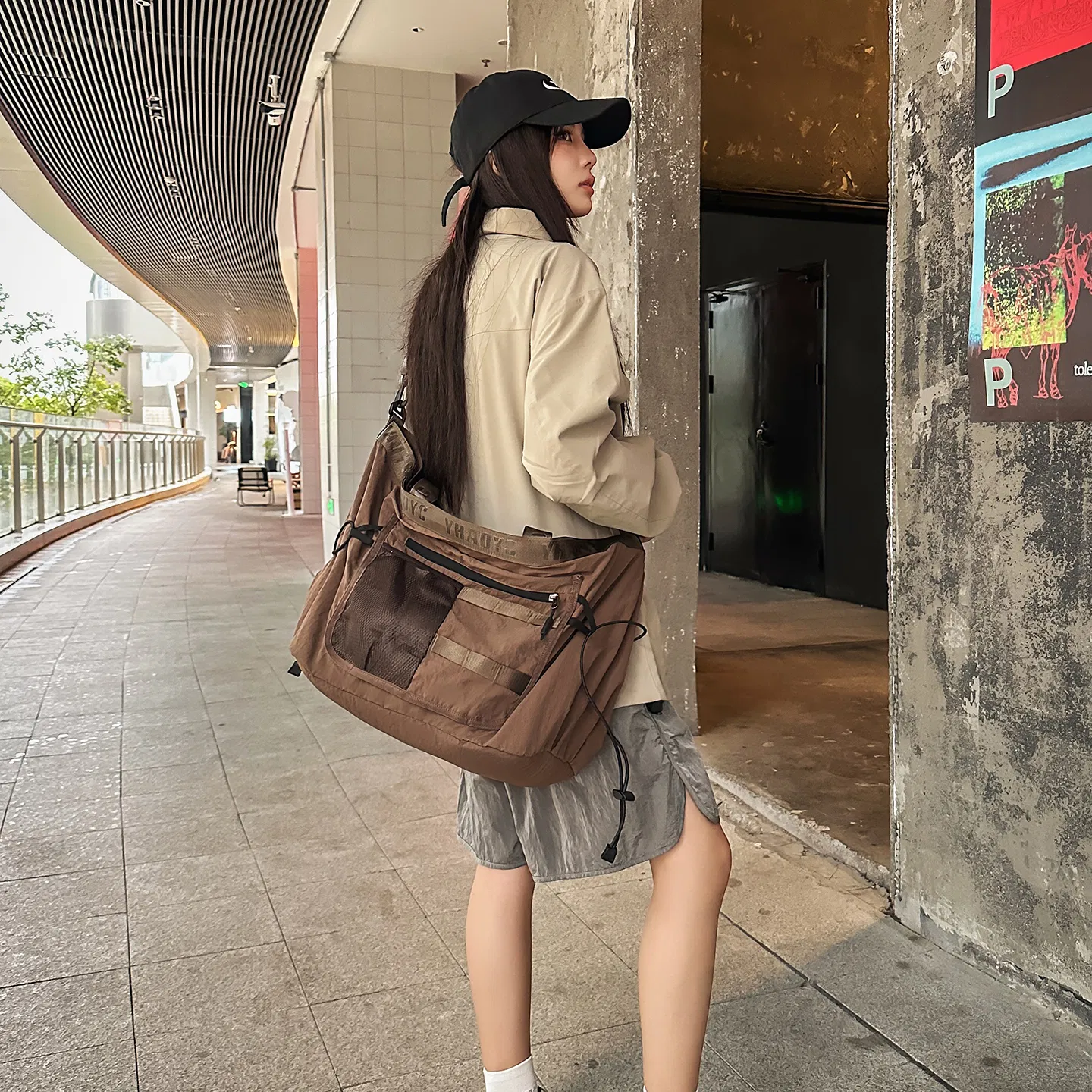 Multi-Pocket Nylon Shoulder Bag — detail 4