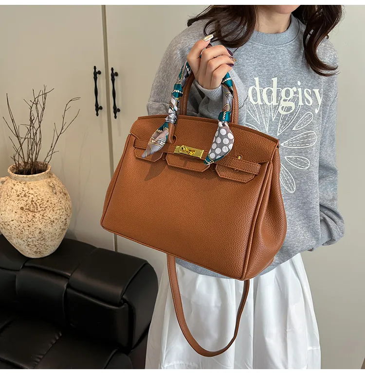 Scarf-Handle Turn-Lock Satchel — detail 5