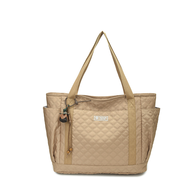 Quilted Panel Tote with Beaded Charm