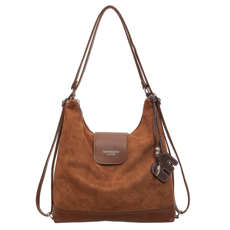 Suede-Effect Panelled Hobo Bag