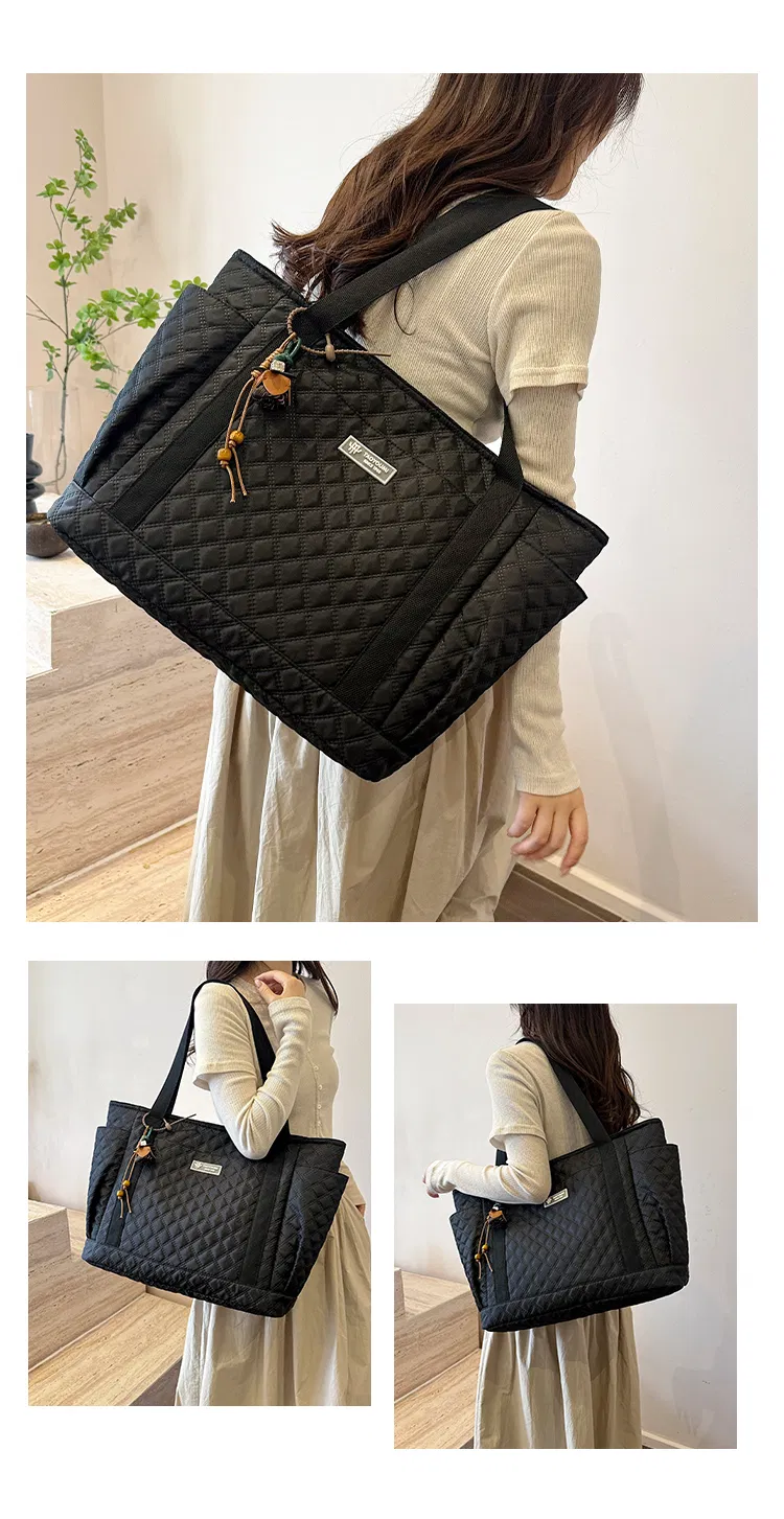 Quilted Panel Tote with Beaded Charm — detail 10