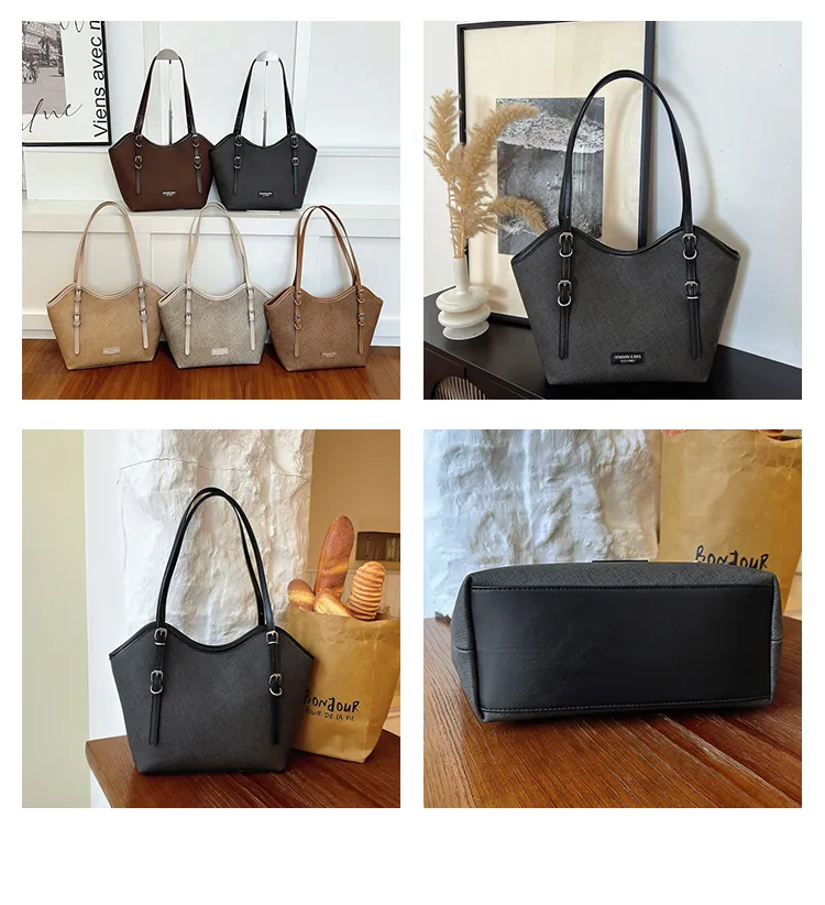 Twin-Buckle Everyday Shoulder Tote — detail 7