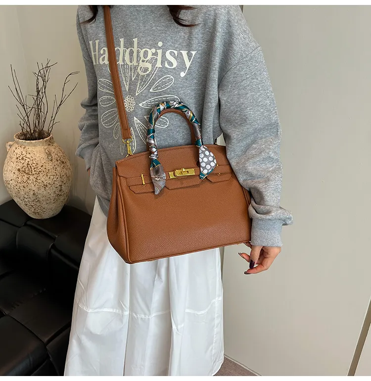 Scarf-Handle Turn-Lock Satchel — detail 8