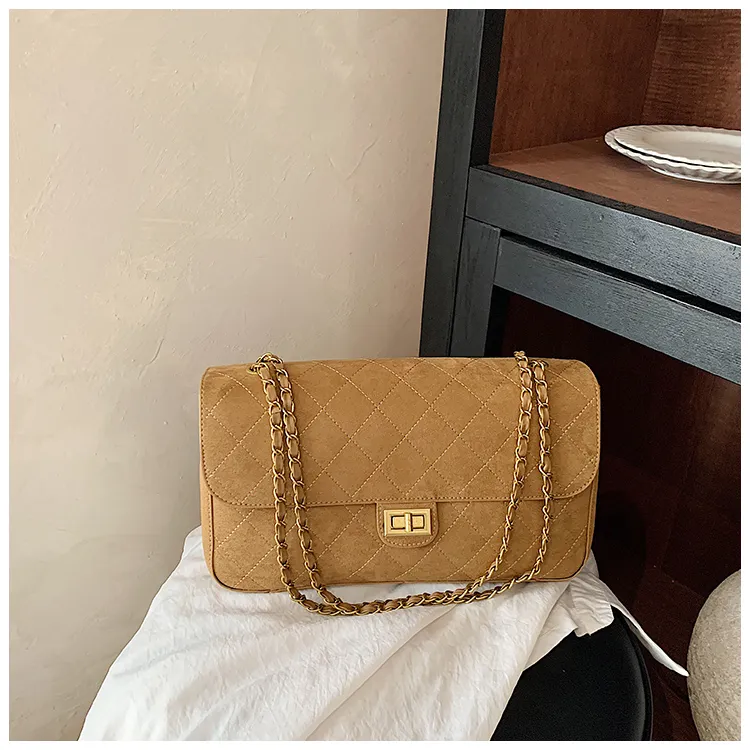 Quilted Suede-Effect Chain Shoulder Bag — detail 8