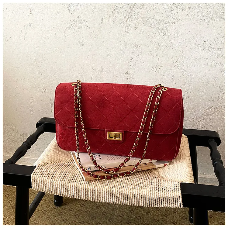 Quilted Suede-Effect Chain Shoulder Bag — detail 9