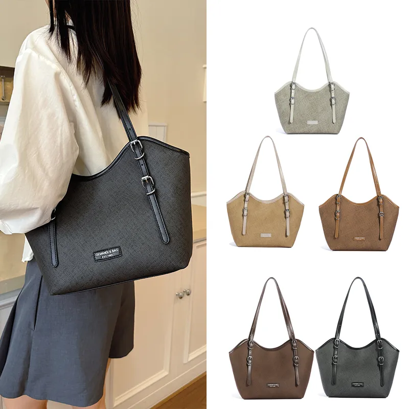 Twin-Buckle Everyday Shoulder Tote — detail 1