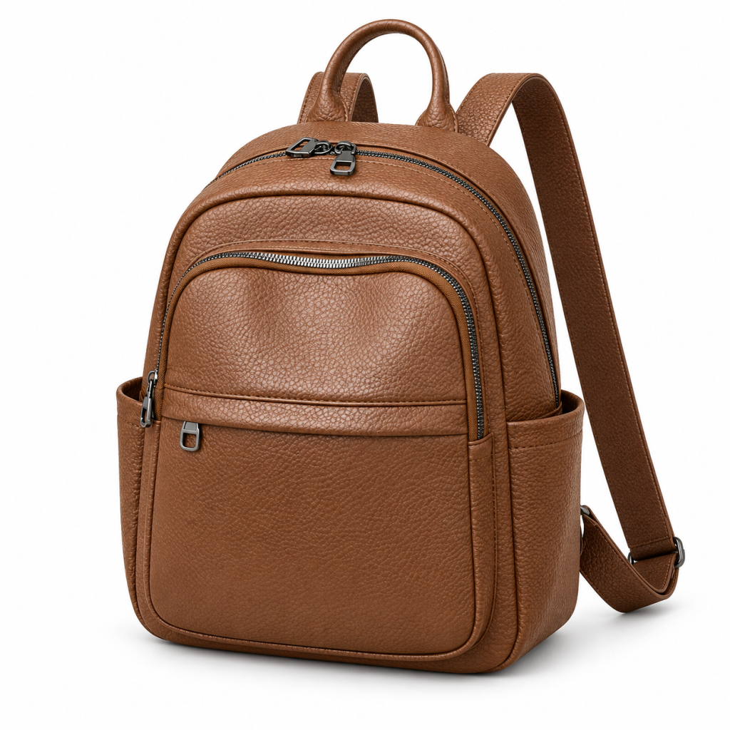Pebbled PU Backpack with Front Pocket