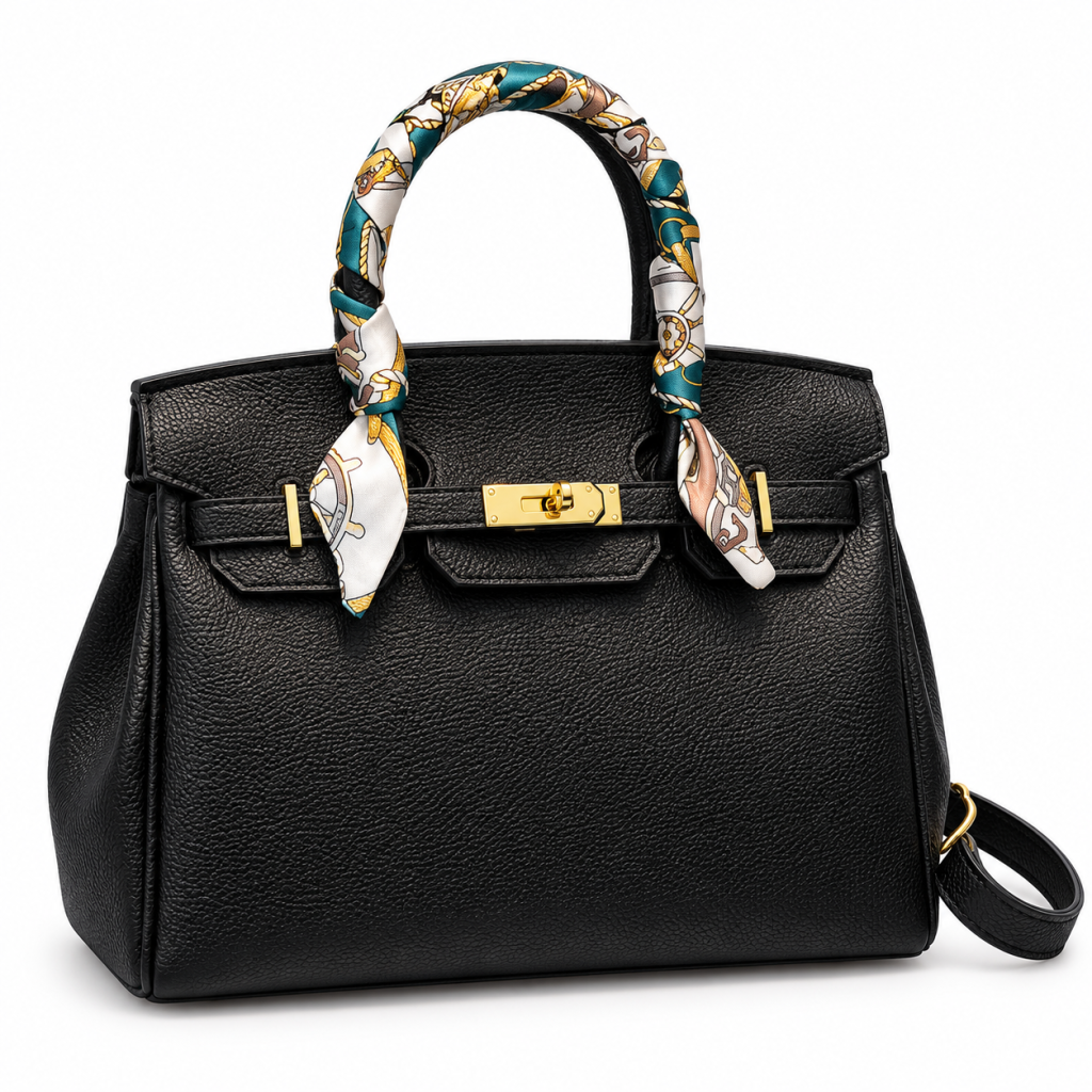 Scarf-Handle Turn-Lock Satchel