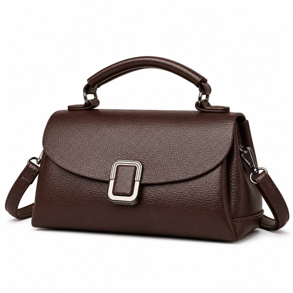 Buckle-Flap Top-Handle Crossbody Bag