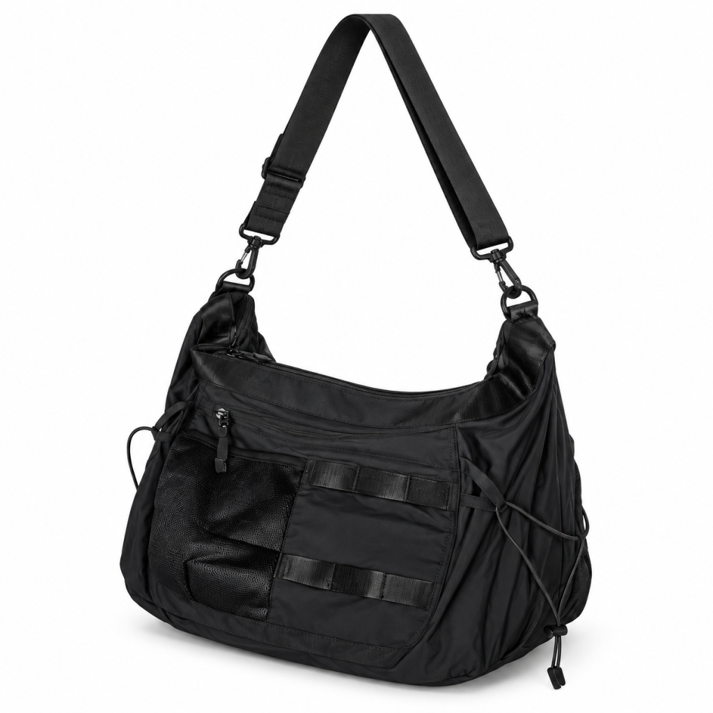 Multi-Pocket Nylon Shoulder Bag